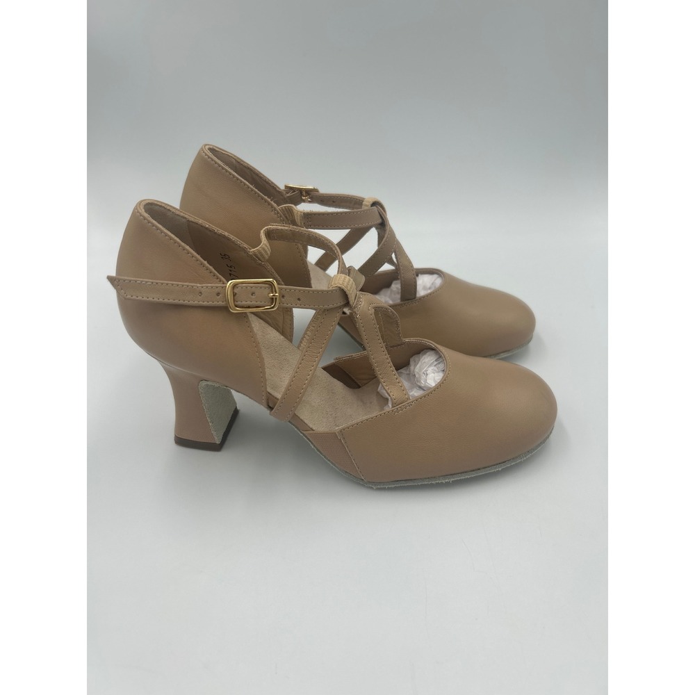 LaDuca Alexis Tan Leather Soft Sole Character Dance Heels Size 35 Made in Italy - Picture 5 of 9